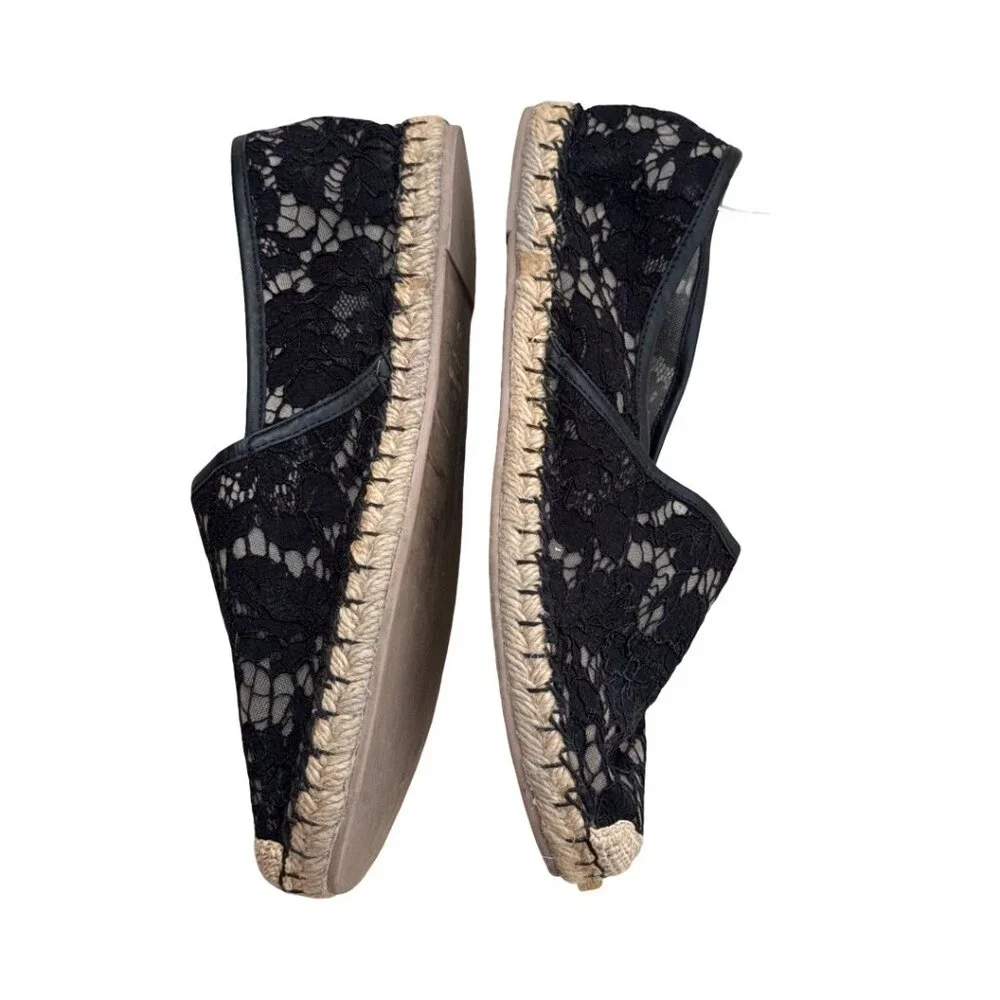 Valentino Garavani black floral lace espadrilles size 41